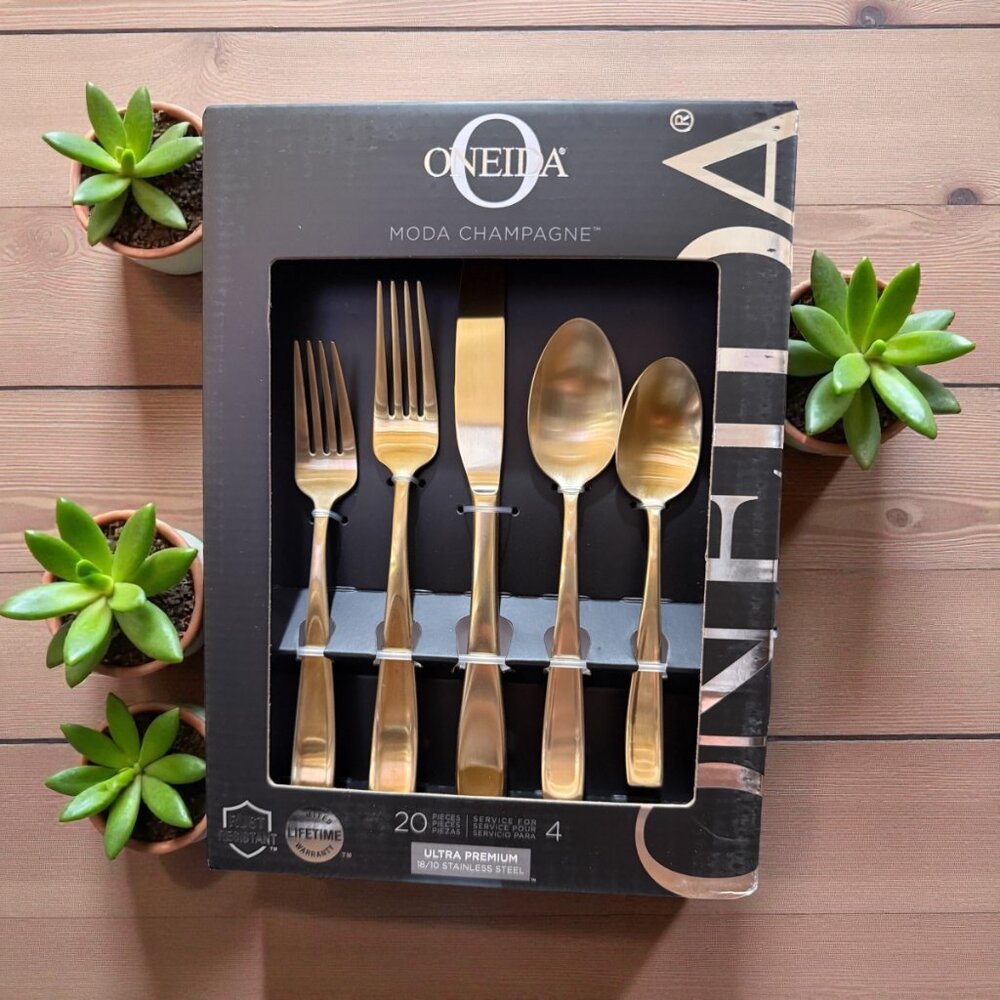 ONEIDA "Moda Champagne" 20 Piece/Service for 4 Flatware Set - NEW